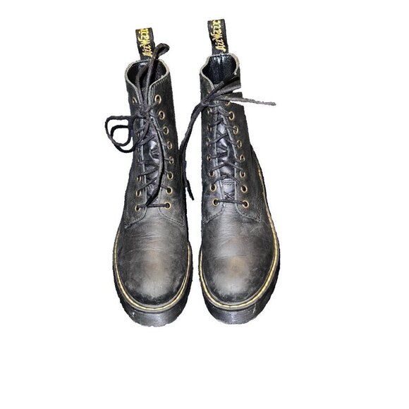 DR MARTENS Shriver Hi Black Burnished Wyoming Leather Boots Women 7 US - Picture 3 of 14